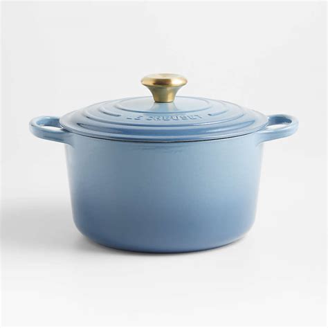 Le Creuset Round 5.25-Qt. Chambray Blue Enameled Cast Iron Deep Dutch Oven with Lid + Reviews ...