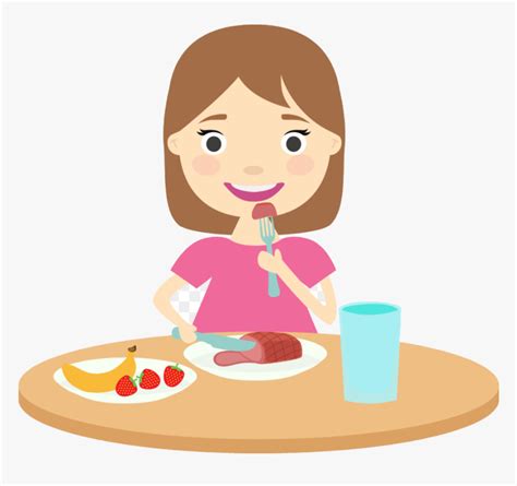 Healthy Food Kids Eating Clipart Transparent Png - Eating Breakfast Clipart, Png Download - kindpng