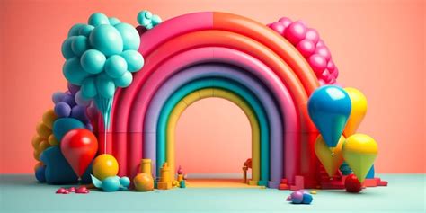 Premium AI Image | a rainbow and balloons in a colorful background