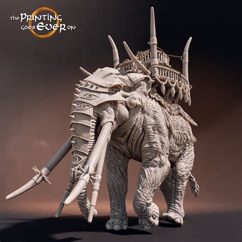 Toys Miniature Toys Precision 3D Resin Prints Massive Creature Elephant War Mount on 115mm base ...