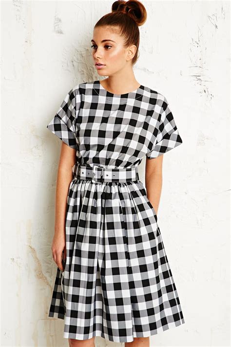 Antipodium Hatchet Gingham Dress in Black in Black | Lyst