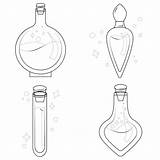 Premium Vector  A Set Of bottles With potions In Linear Style For sketch template