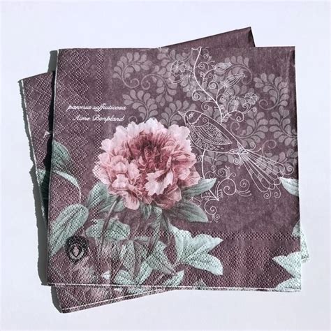 Lunch paper napkins 20pcs 33x33cm 2 ply coffee paper napkins beautiful flower printed paper ...