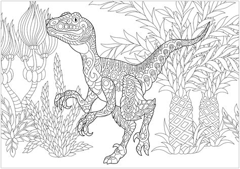 Velociraptor - Dinosaurs Adult Coloring Pages