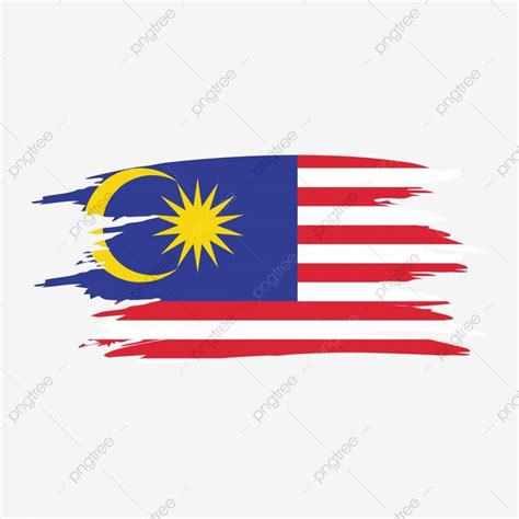 the flag of malaysia painted with brush strokes on a white background ...