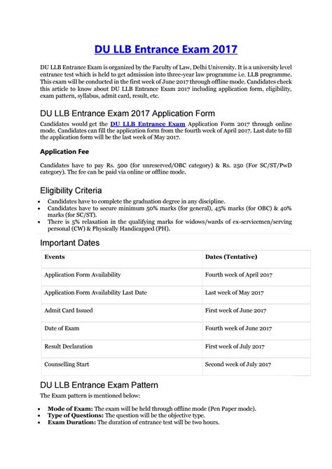 DU LLB Entrance Exam 2017 by Success Mantra - Issuu