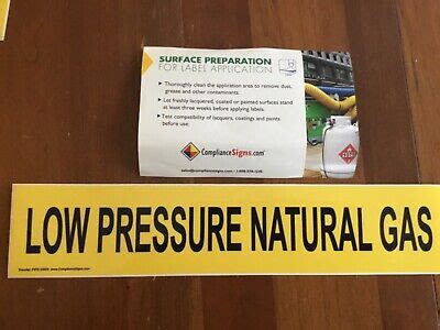 ASME A 13.1 Low pressure natural gas pipe vinyl labels 10 pack 12x2.5 | eBay