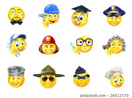 Jobs Occupations Work Emoji Emoticon Set - Stock Illustration [26022570 ...