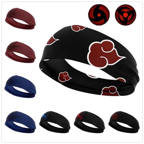 headband Anime Naruto Stretchy Sports Headbands 3D Printed Akatsuki Cloud Sharingan Eye Quick ...