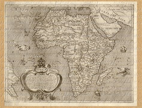 Map of Africa From the 1600s 201 Ancient Old World Cartography Exploring Safari Sailing Vintage ...