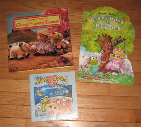 3 MUPPET BABIES BOOKS Classic Nursery Rhymes MISS PIGGY Jim Henson ...