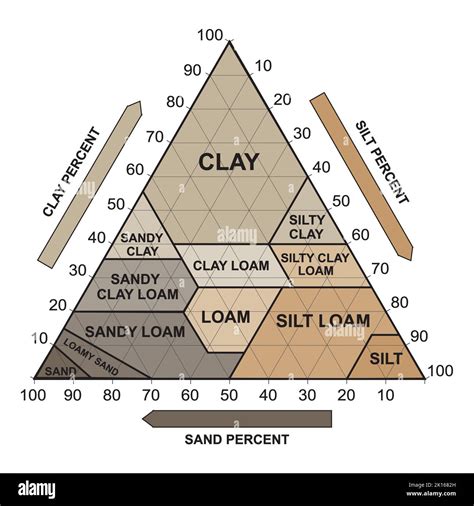 Soil Texture Triangle. Biological Earth Structure. Soil Chart Percent Category. Vector ...