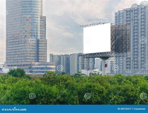 Large Blank Billboard with City View Background Stock Image - Image of aspect, advert: 49315417