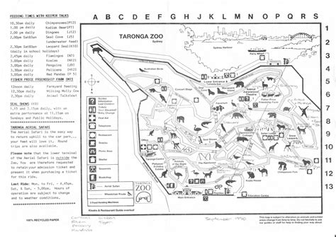 Taronga Zoo Map 1990 - ZooChat