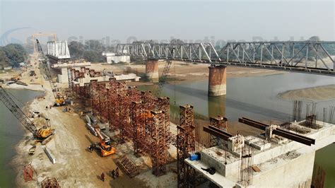 High Level Bridge across river Ghaghara in the state of Uttar Pradesh ...