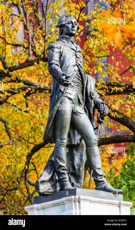 General Marquis de Lafayette Statue Lafayette Park Autumn Washington DC. In American Revolution ...