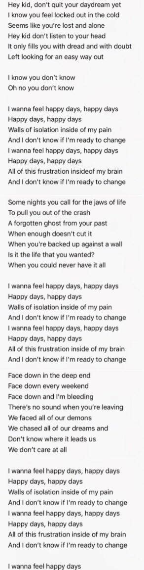 Happy Days lyrics : r/Blink182