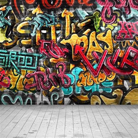 Graffiti Wall Backdrop Computer Printed Photography Background Digital Printing Custom Floral ...