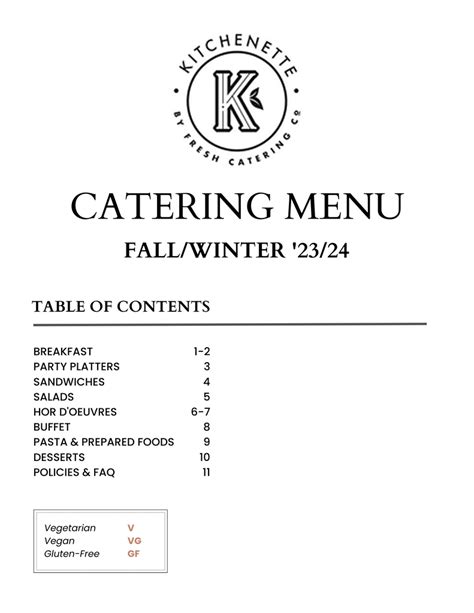 Catering Menu – Kitchenette