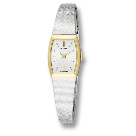 Women's Pulsar® Watch, Gold Bezel / White Leather Strap - 153233 ...