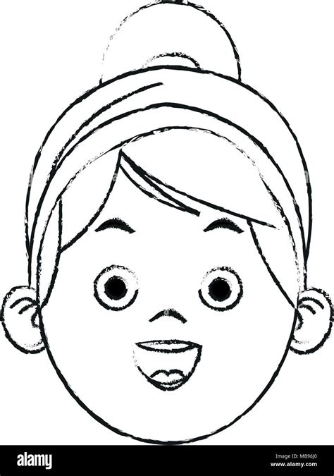 Beautiful little girl face cartoon sketch Stock Vector Image & Art - Alamy