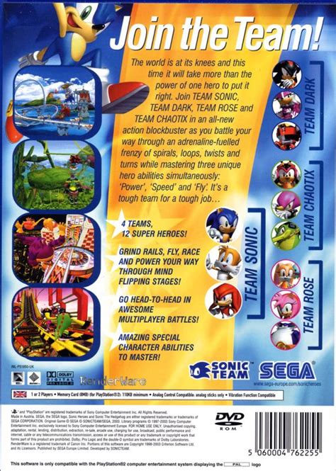 Sonic Heroes cover or packaging material - MobyGames