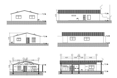 House Plan With Elevation And Section House 2d Plan Elevation Section ...