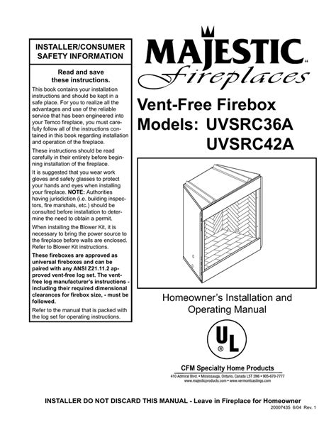 Majestic Fireplace Manual - fireplacenow.co