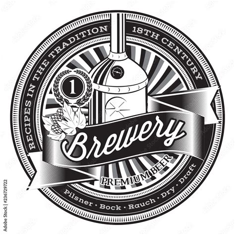 Vector monochrome illustration for design brewery beer logo Stock Vector | Adobe Stock