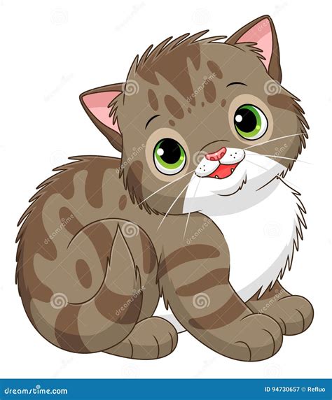 Cartoon tabby kitten stock vector. Illustration of childish - 94730657