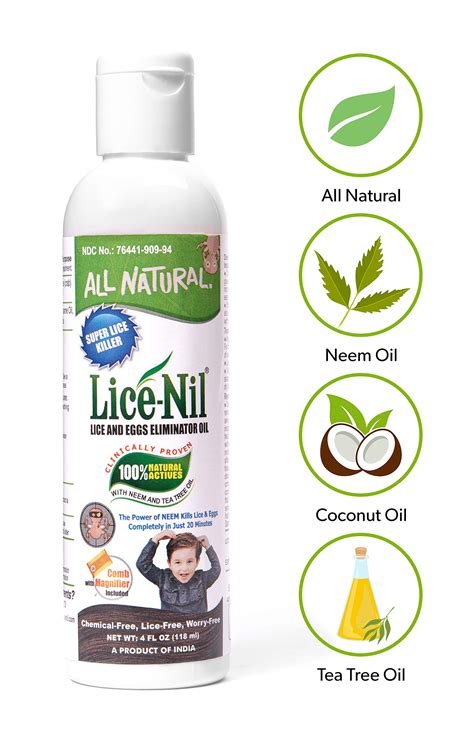 Lice-Nil Natural Head Lice Treatment Oil Kit - Kills Super Lice & Eggs - Guaranteed To Cure Lice ...