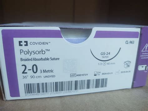 New COVIDIEN CL-963 Polysorb 2-0 36" Braided Absorbable Suture GS-24 ...