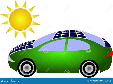 Green solar car stock vector. Illustration of electricity - 99672342