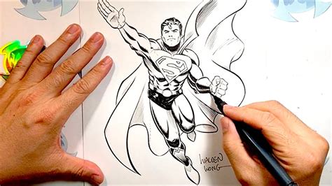 How to Draw SUPERMAN Comic Book Artist Walden Wong How to easily Draw ...