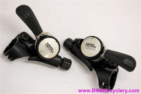 Shimano Deore II / DX SL-MT62 Thumb Shifters: 7 Speed - Black/Silver (Near Mint+) - Bike Recyclery