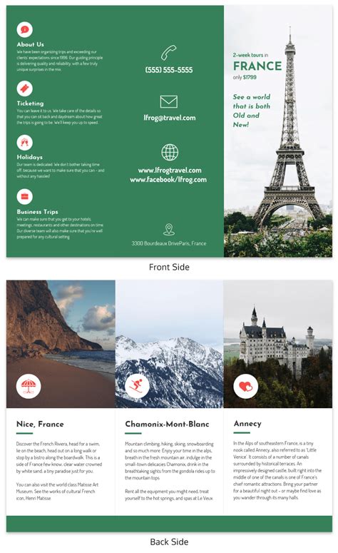 Travel France Tri Fold Brochure - Venngage | Brochure examples, Travel ...