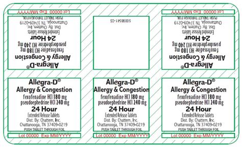 Allegra-D 24 Hour Allergy and Congestion (Chattem, Inc.) FEXOFENADINE HYDROCHLORIDE 180mg ...