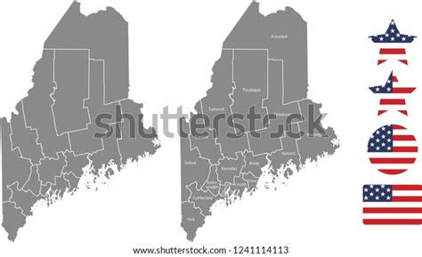 Maine County Map Vector Outline Gray Stock Vector (Royalty Free ...