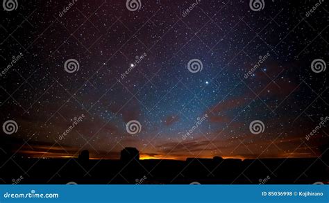 Night Sky Above Monument Valley. Stock Photo - Image of explore, boulder: 85036998