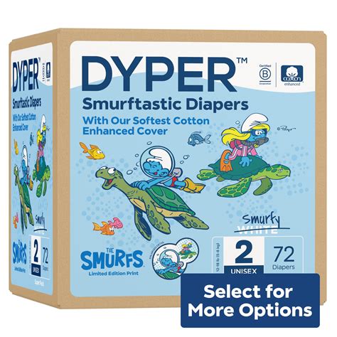 DYPER Cotton-Enhanced Diapers Smurfs Edition, Size 2, 72 Count (Select ...