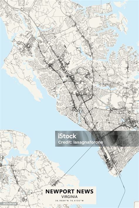 Newport News Virginia Usa Vector Map Stock Illustration - Download ...