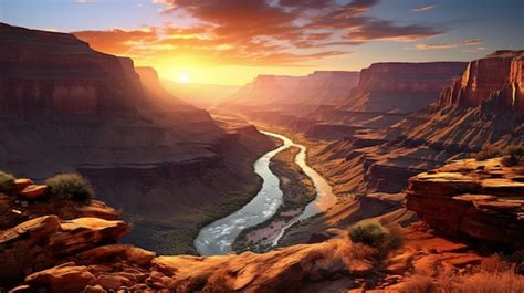 Premium Photo | Canyon landscape at sunrise