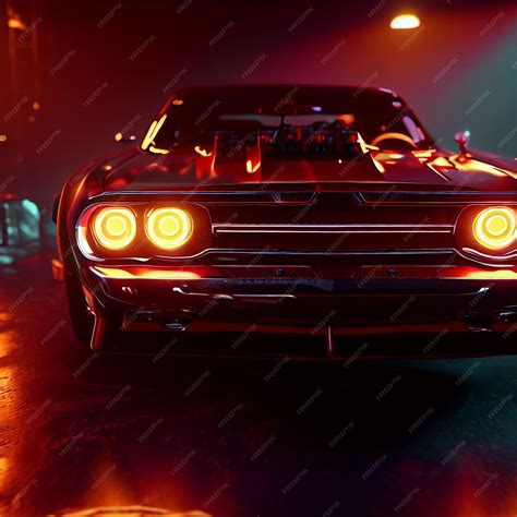 Premium AI Image | chevy muscle car cyberpunk illustration portrait image wallpaper scene neon ...