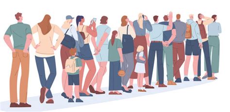 Crowd of Cartoon People Standing in Line Vector Images (over 460)