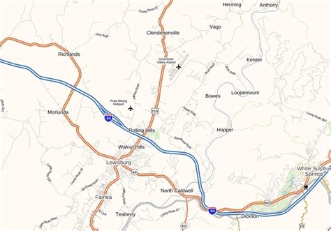 Greenbrier Valley Airport Map, Virginia