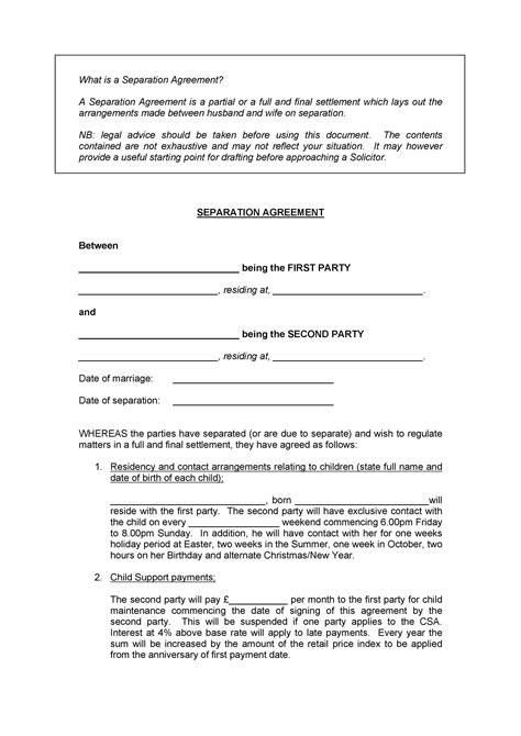 43 Best Separation Agreement Templates (& Separation Papers)