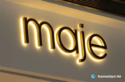 3D LED Backlit Signs With Mirror Polished Gold Plated Letter Shell & 20mm Thickness Acrylic Back ...