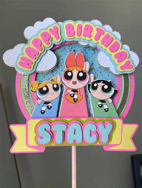 Powerpuff Girls Cake Shaker Topper! This cake topper is filled with glitter to give it fun ...