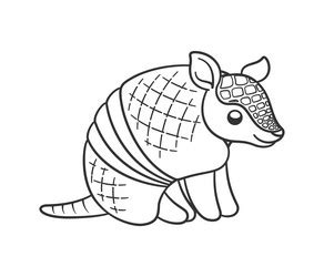 Armadillo sitting and smiling cartoon outline Vector Image