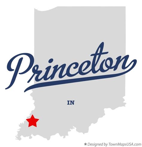 Map of Princeton, Gibson County, IN, Indiana